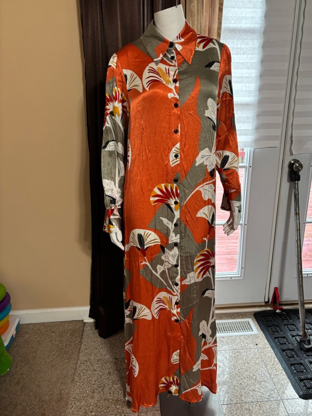 Corey Lynn Carter Orange Floral Long Maxi Dress